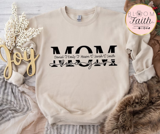 Personalized mom shirt with kids names