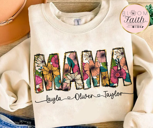 MAMA floral personalized with kid's names