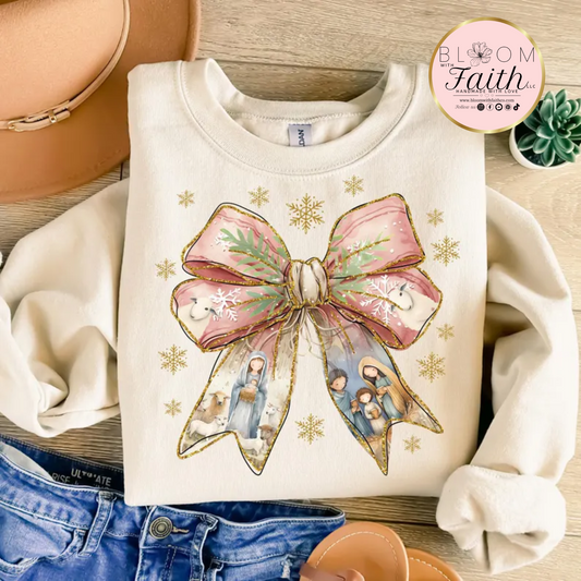 Christmas Shirt - Nativity Bow Coquette