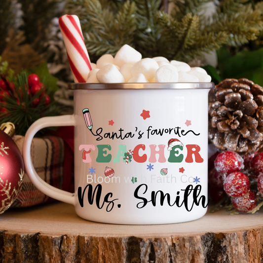 Personalized Teacher Christmas Mugs