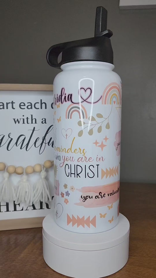 Reminders of who you are in Christ 32oz insulated water bottle